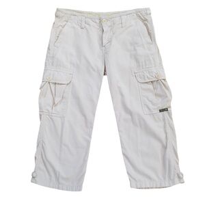 Lucky Brand Women's‎ Cream Vintage Cargo Dungarees Crop Capri Pants Size 6